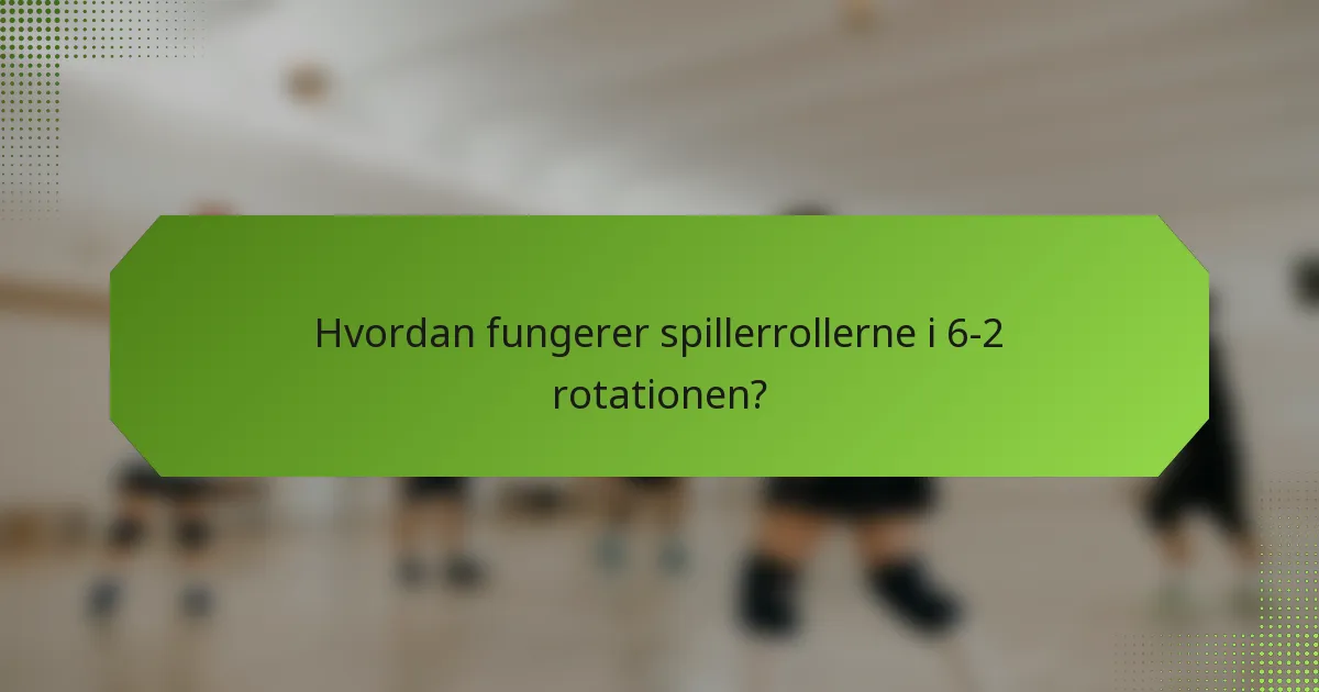 Hvordan fungerer spillerrollerne i 6-2 rotationen?
